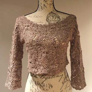 Cropped Open Knit Sweater